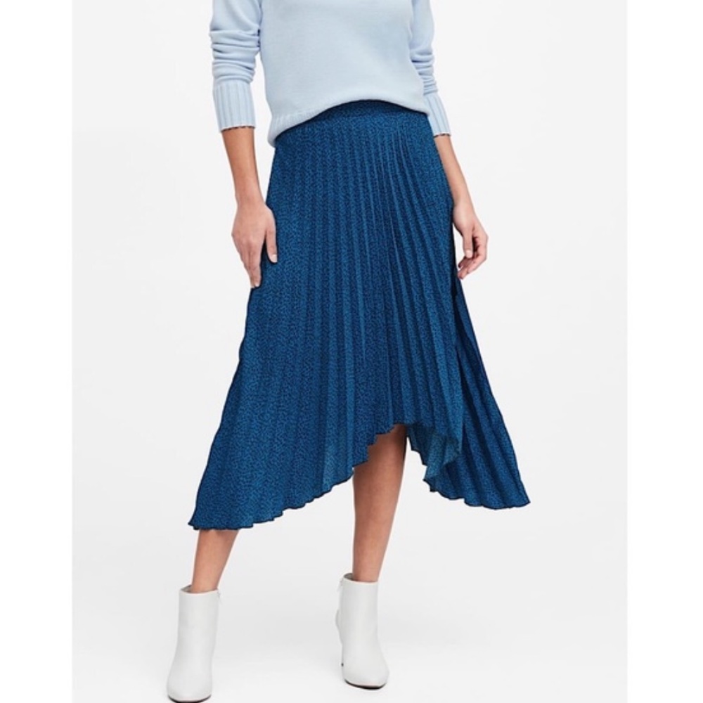 Banana Republic Blue Speckled Pleated Skirt